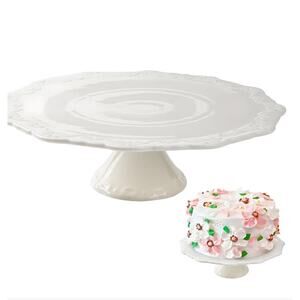 10 Inch White Ceramic Cake Stand (Holds 10 Inch Cake), Decorative Cupcake Stand